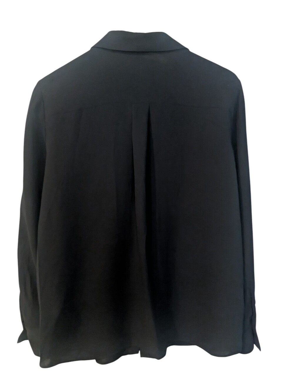 LAFAYETTE 148 Scottie Black Silk Button-Front Collared Blouse Large - Picture 4 of 7